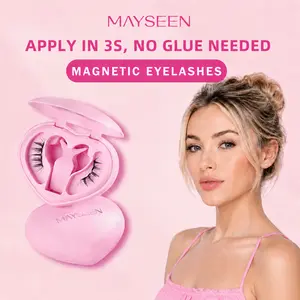 MAYSEEN Soft Magnetic False Eyelashes (1 Box) - Reusable, Glue-Free, Waterproof, Lightweight Makeup Accessory - Bonus Eyelash Curler, Setting Spray, Eyebrow Pencil & Cosmetic Item (Buy 1 Get 5 Total)
