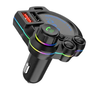 Bluetooth Car Adapter, Car MP3 FM Transmitter with Bluetooth V5.0, Dual USB Charging Ports, Hands-Free Calling Support, TF Card & USB Drive Compatibility, Wireless Radio Audio Receiver