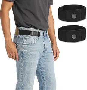 Quick-Attach Men's 2-Loop No-Buckle Elastic Belt, 1.5-In Wide, Side-Entry Design, Unisex Fit for Belt Loops, Fashion Clothes Accessory, Quick-Attach Men's Belts