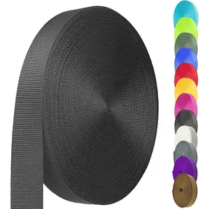 Nylon Webbing 1 Inch 1.5 Inch, Heavy Duty Nylon Webbing Strap 12 Yard, Durable Nylon Strapping for Indoor or Outdoor Gear, DIY Crafting, Repairing, (Black, 12 Yard)