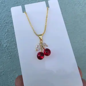 Cherry necklace pendant gold plated