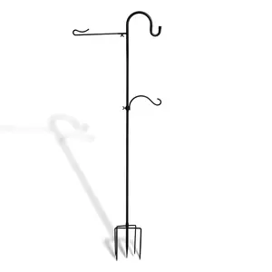 Heavy Duty Shepherd Hook with Flag Holder 76Inch Adjustable Assembled Shepherd Hook with 0.6 Inch Thickness Rust Resistant Premium Metal Lawn Yard Flag Holder Stake for Bird Feeders Plant Baskets