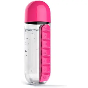 1pcs 2-in-1 pillbox cup, portable outdoor water bottle with pillbox, portable pillbox for storing water bottles, suitable for camping, gym, school, office, and travel.