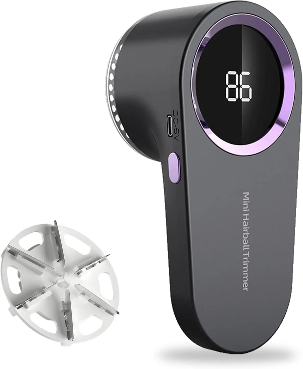 Lint Remover with 6 Leaf and Digital LED Display for Clothes and Blankets - USB-C Charging and Safety Lock Mechanism