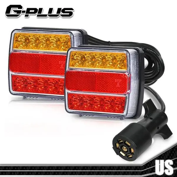 New 25 LED Magnetic Trailer Towing Lights 2x Kit w/ 24ft Cable & 7 Pin Plug Side Lights G-PLUS