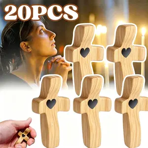 3/6/10/20PCS New Small wooden cross ,Relieve Anxiety Comfort for Clutching, Clinging and Praying, inspirational Easter Gift for CHRISTIAN FAITH, Baptism, Prayer