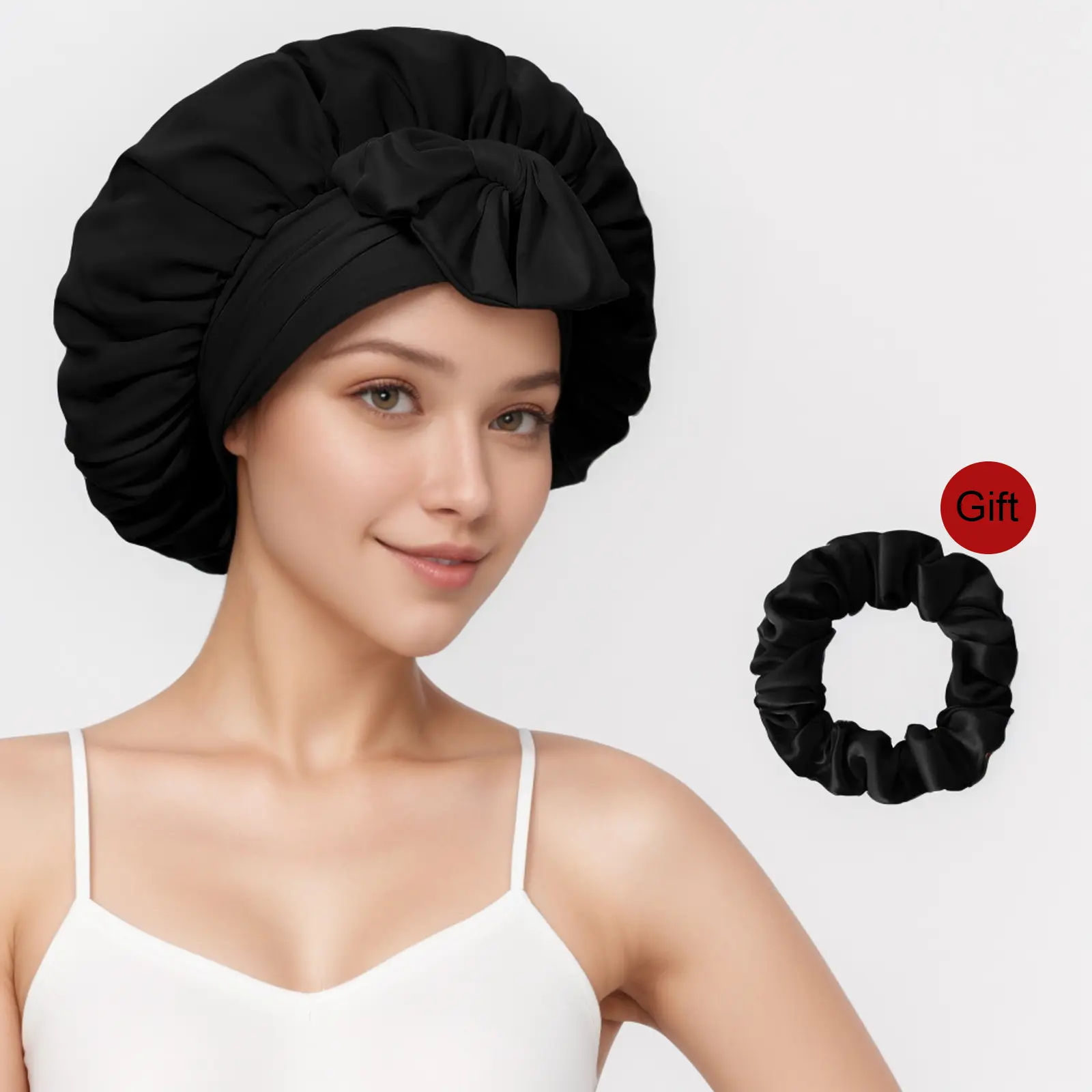 Soft and hair care Double Layered Satin Night Caps, Hair Care Silk-Like Bonnet, Nightcap With Elastic Tie, Strongly absorbent dry hair cap for Women, Gift for her