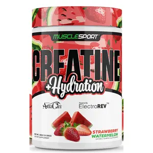 MuscleSport Creatine + Hydration - 5g of Creatine, Electrolytes, Taurine and Organic Coconut Water Powder for Hydration (30 servings)