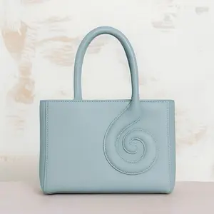 FUFAN: Storm Leather Handbag with Unique Spiral Design and Comfortable Grip Handles