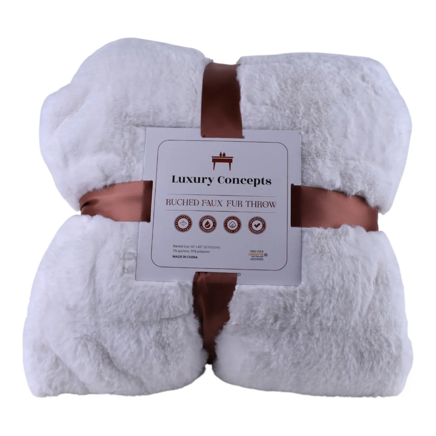 Luxury Concepts Ruched Faux Fur Throw