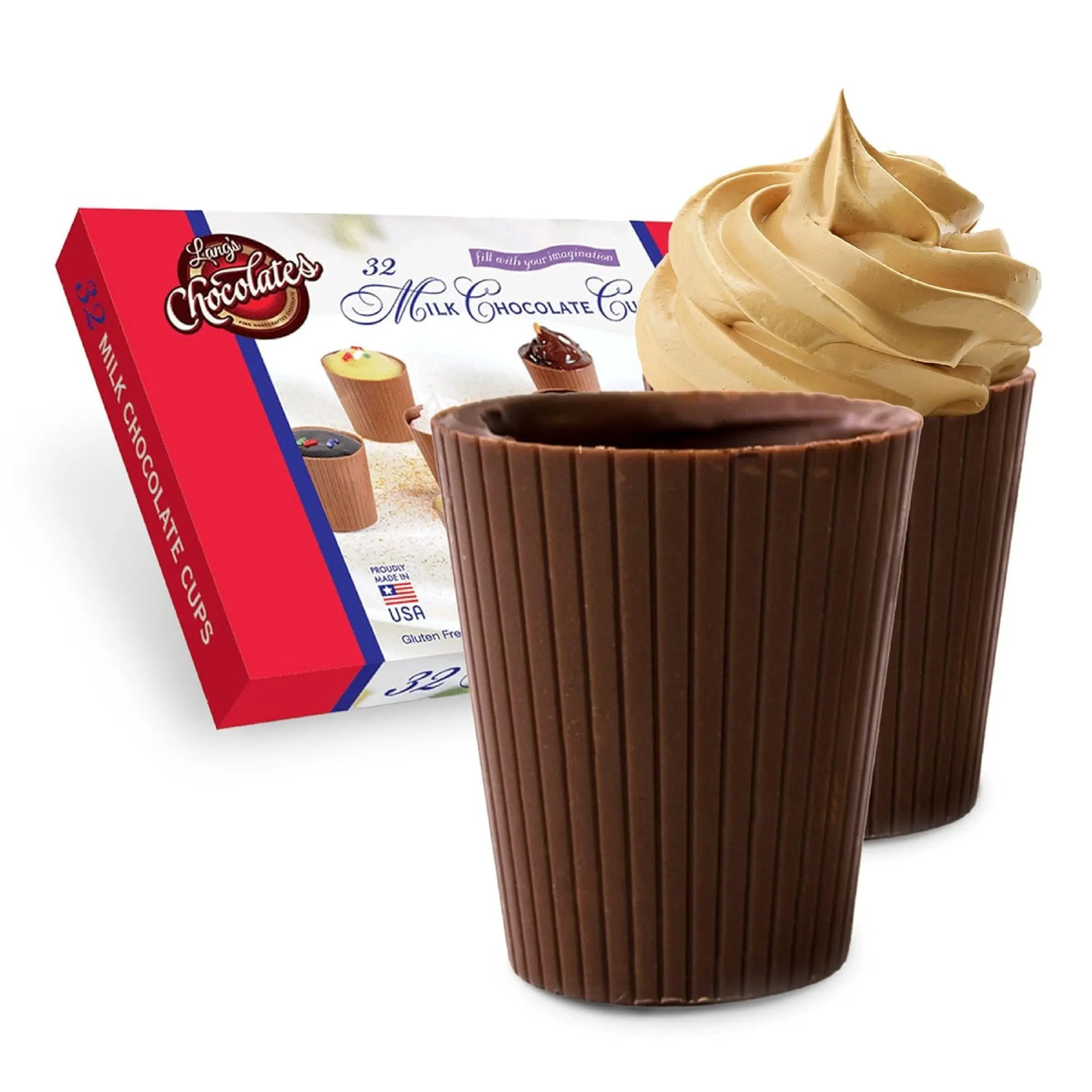Langs Chocolates Handcrafted Chocolate Dessert Cups Gluten-Free Kosher Certified Add Mousse Dessert or Liqueur Perfect for Entertaining 32 Count