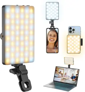 Selfie Light for Iphone, Phone Light with Clip on 60 LED Selfie Iphone Light Portable with 3 Light Modes, 2000mAh Rechargeable Video Light for Phone/IPhone/Laptop, Photo, Video Recording, Tiktok, Vlog