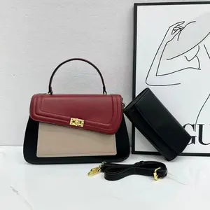 E134-New Women's Colorblock Handbag Large Capacity Crossbody Bag Multi-compartment Tote Bag with Wallet