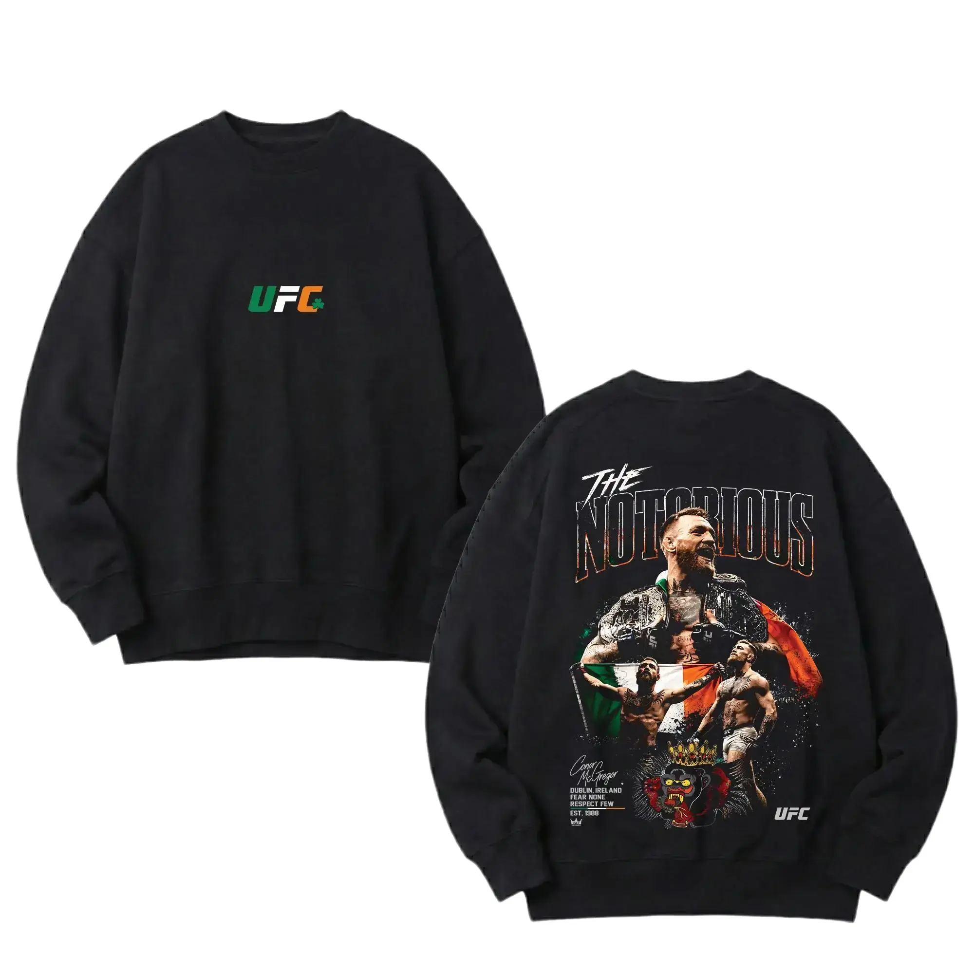 Men's UFC 329 Black Conor McGregor Hoodie, The Notorious UFC Graphic Tee, UFC MMA Shirt, Gift for Fighters, Sports Apparel