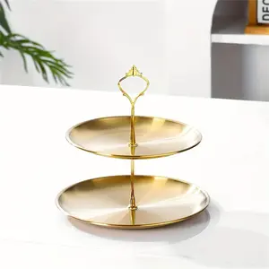 Tiered Dessert Stand, Multi-tiered Design Stainless Steel Fruit Plate, Snack Pastry Tray for Wedding, Birthday, Tea Party, Party Cake Stand