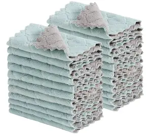 20-Pack Kitchen Dish Cloths Dish Towels, Super Absorbent Coral Flannel Cloth, High Quality Dish Cloths, Non-Stick Oil Washable Quick Drying Dish Cloths, Suitable for Tables, Chairs and Dishwashing Glasses