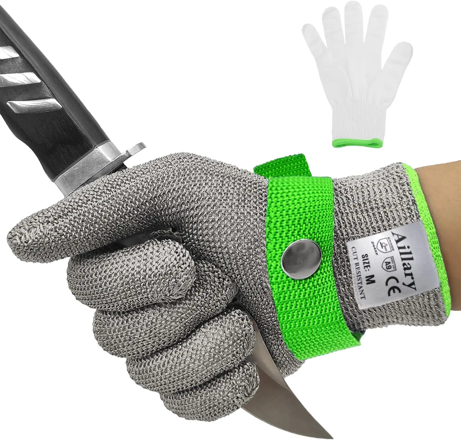 Level 9 Cut Resistant Kitchen Glove,Food Grade,Machine Washable,Stainless Steel Wire Metal Mesh Safety Work Glove for Mandolin,Meat Cutting,Oyster Shucking,and Wood Working (Large)