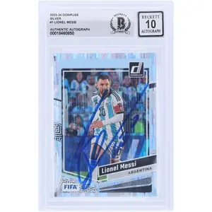 Lionel Messi Argentina FC Autographed 2023-24 Panini Donruss Silver #1 BAS Authenticated 10 Card - Fanatics Authentic Certified