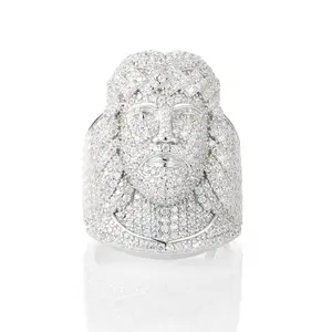 【#R431 】Jesus head ring UCCIYO S925 Sterling Silver Synthetic Moissanite Ring for Women Men Hip Hop Jewelry Gift