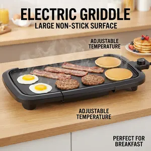 AORAN 1500W Electric Barbecue Pan for Household Use, Low Smoke and Non Stick Multifunctional Baking Tray for Grilling and Stir Frying Meat