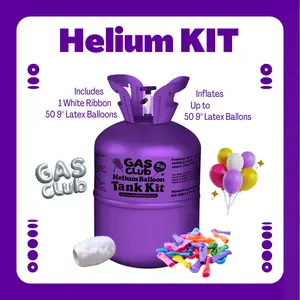 GasClub 13L/22L Helium Tank for Balloons Up To 50/100 Latex Balloons, Helium Tank For Balloons At Home, Latex Balloons And Ribbons Included