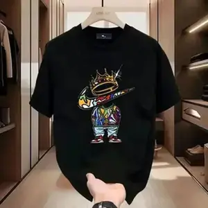 New unisex round-neck graphic T-shirt, 100% cotton, vibrant patterns, soft and comfortable, perfect for men's spring and summer short-sleeve street style.