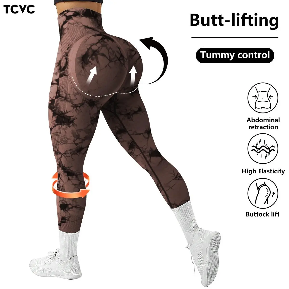 TCVC Women's Tie Dye High Waist Stretchy Leggings Tummy Control & Butt Definition Yoga Pants for Workout Fitness Activewear Sportswear Comfortable Stylish Design Women's Athletic Compression Leggings Yoga Pants For Hiking, Trekking, Gym Waisted Crossover
