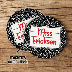 Personalized Teacher Coasters | Composition Notebook | Custom Name Classroom Gift