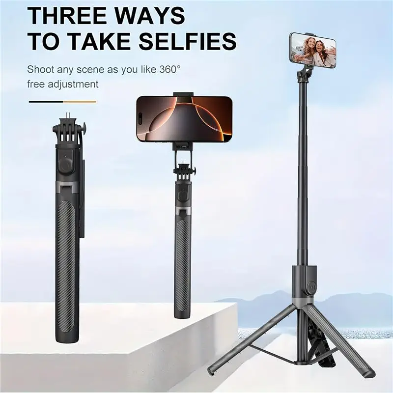 71-inch Extendable Phone Selfie Stick ML2902349 360° Rotatable Wireless Remote Control Tripod for iPhone Android Travel Vlogging Live Streaming