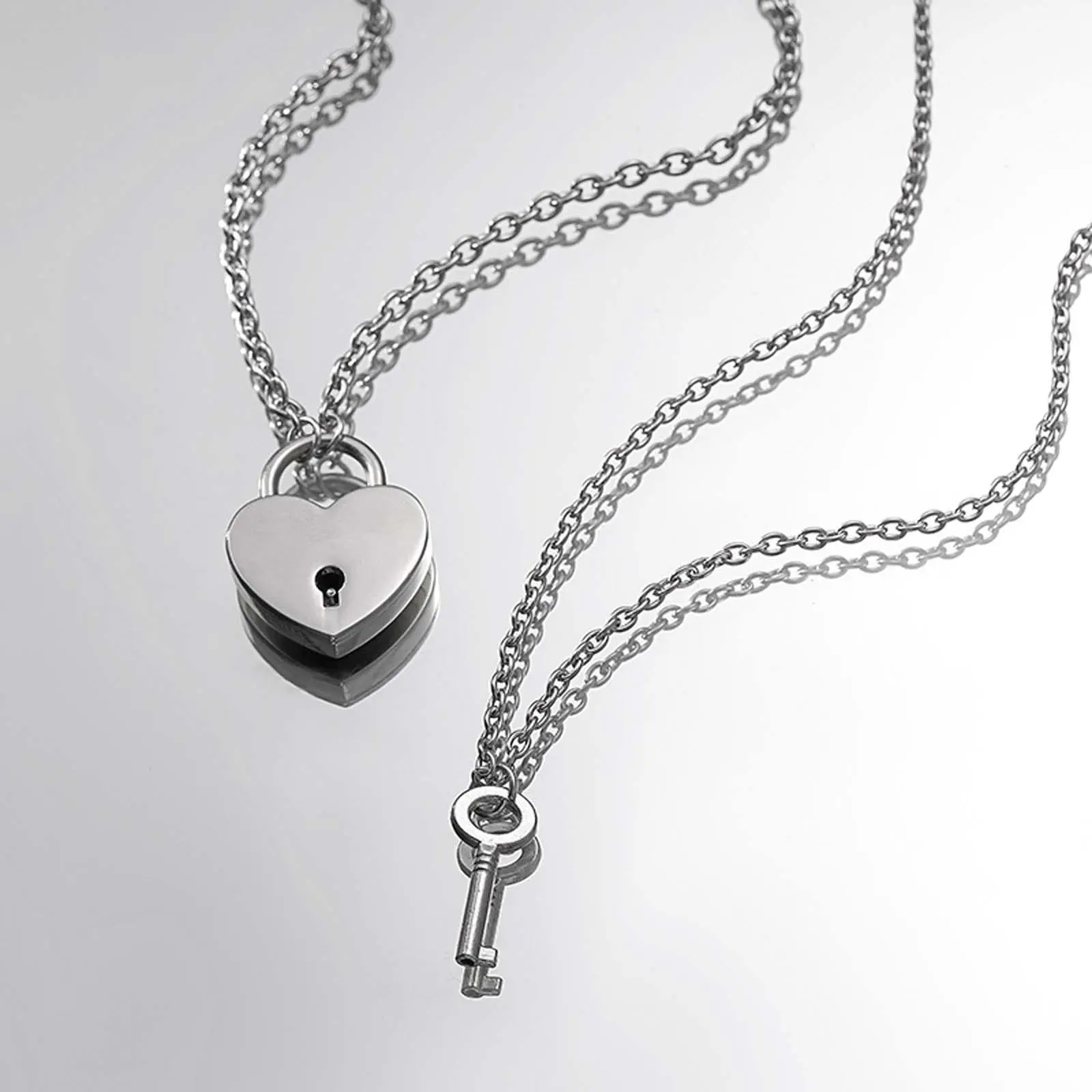 Fashion creative retro couple love lock key necklace niche trend personality love jewelry