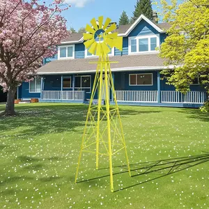 【Summervibes】Ubesgoo 8FT Ornamental Windmill, Heavy Duty Durable Metal Weather Vane Garden Decoration Weather Resistant for Garden, Yard, Farm, Seaside