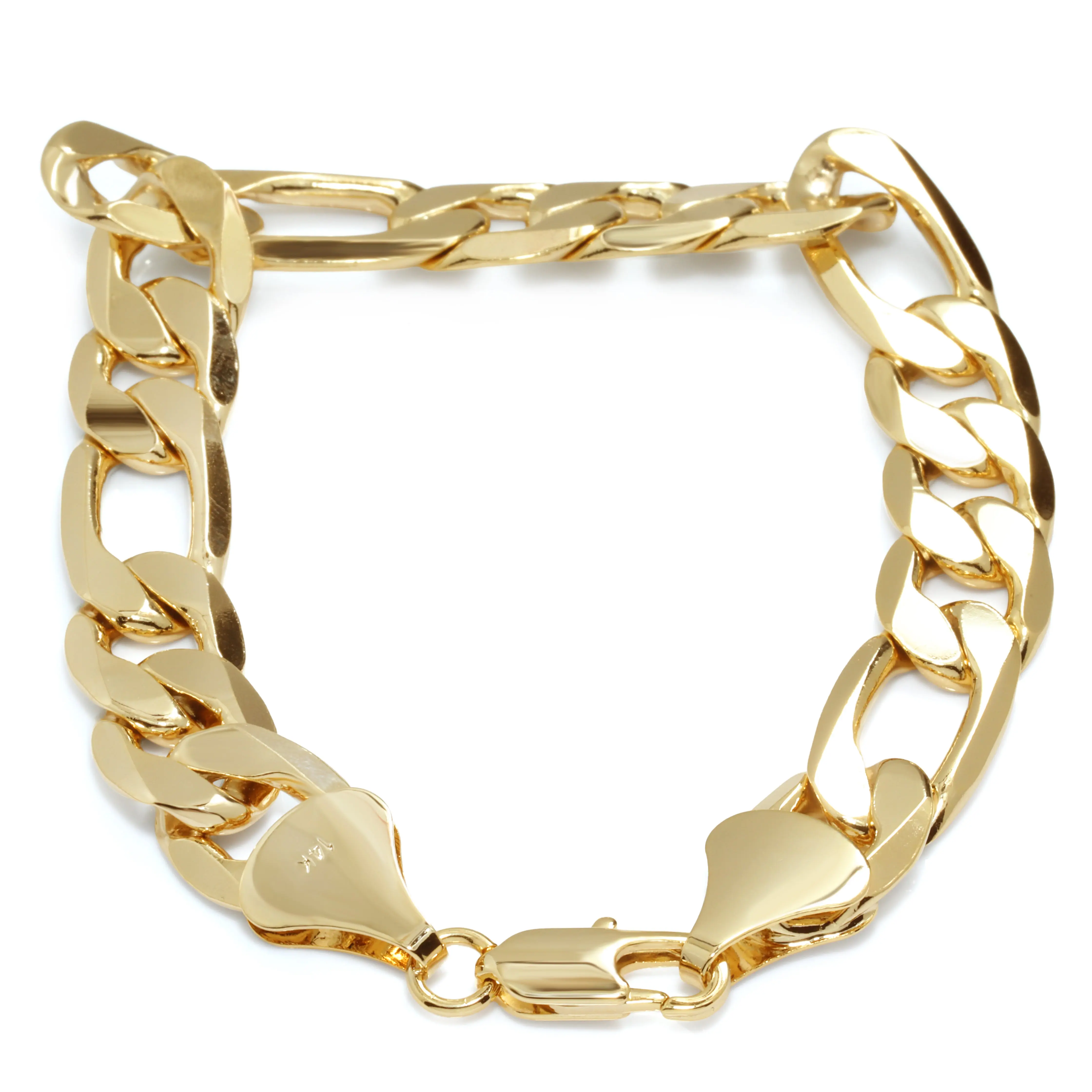 Blingkingstar - 14k FIGARO BRACELET Link Chain Gold Plated 4MM, 5MM, 6MM, 7MM, 8MM, 9MM, 10MM, 11MM, 12MM - 8.5" to 9"In | Heavy Bold Statement Piece Men's Fashion, Father Day Gift, High-Quality Polished Finish, Accessory, Gold Chunky Bracelet