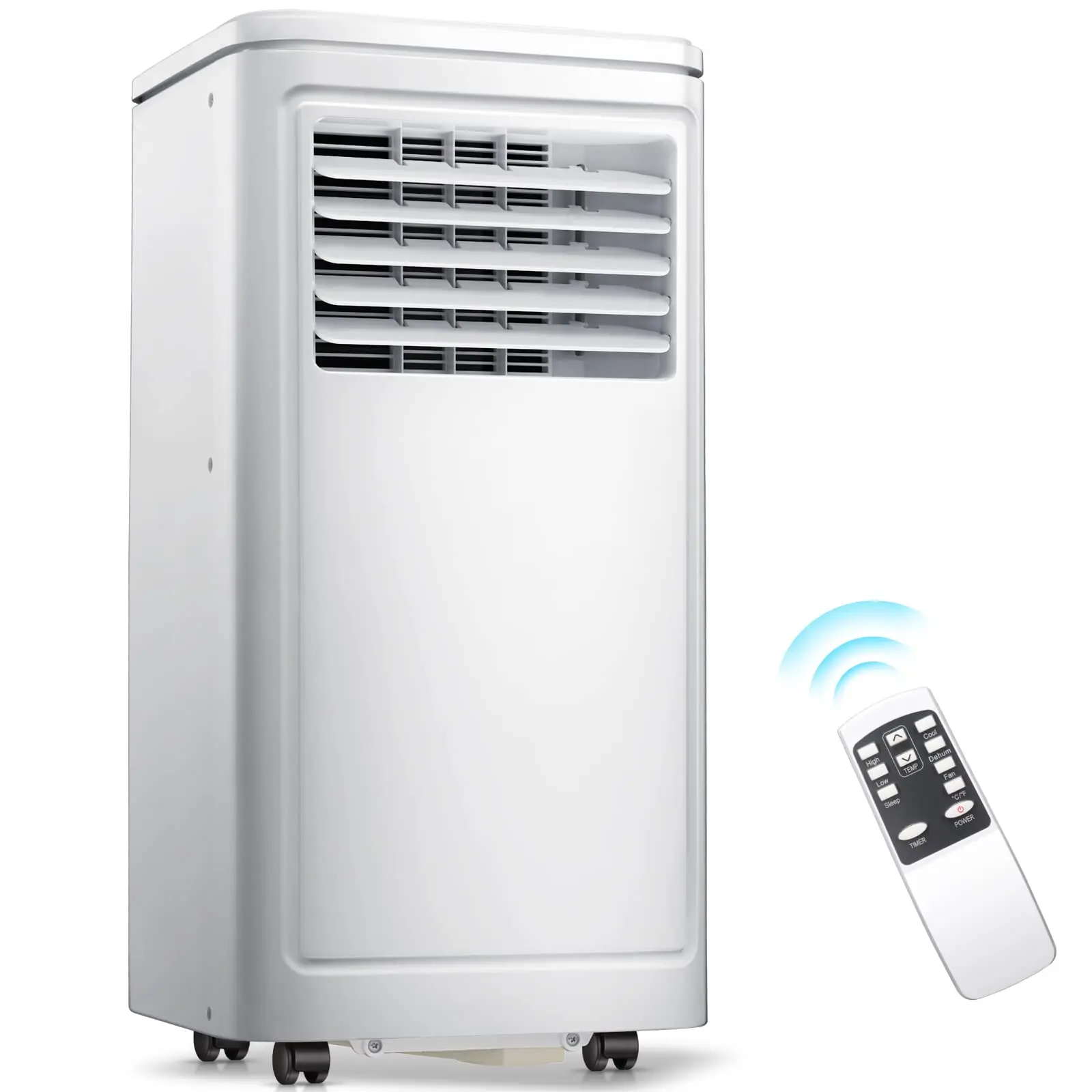 Electactic 8000 BTU (ASHRAE) Portable Air Conditioner with Dehumidifier Function, 4 Modes, Remote Control, 24H Timer, LED Display, Installation Kit for Home, Bedroom, Office, Garage, Cools Up to 350 Sq. Ft., White, Cabin