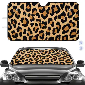Car Sun Shade Leopard Print Brown And Black Animal Pattern for Vehicle Windshield Protection