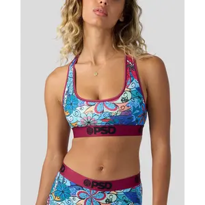 PSD Womens Hippie Dippie Racerback Sports Bra - Comfortable, Breathable, Ultra-light Fabric