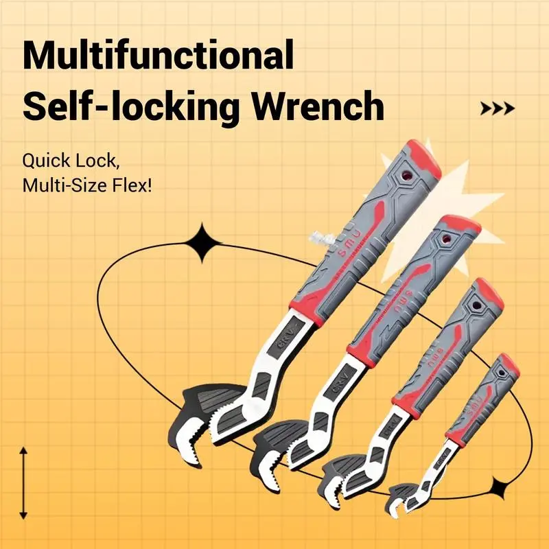 Professional Grade Heavy Duty Self-Locking Pipe Wrench (6-12 in Multi-Size) - Adjustable Ratcheting Wrench with Quick Release, Versatile for Plumbing, HVAC Jobs, Ideal for DIY Maintenance, Tool Lovers Must Have