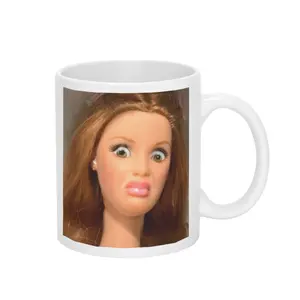 Funny Disgusted Barbie Face Mug - Hilarious Coffee Cup Gift for Mom, Dad, Coworker or Friend