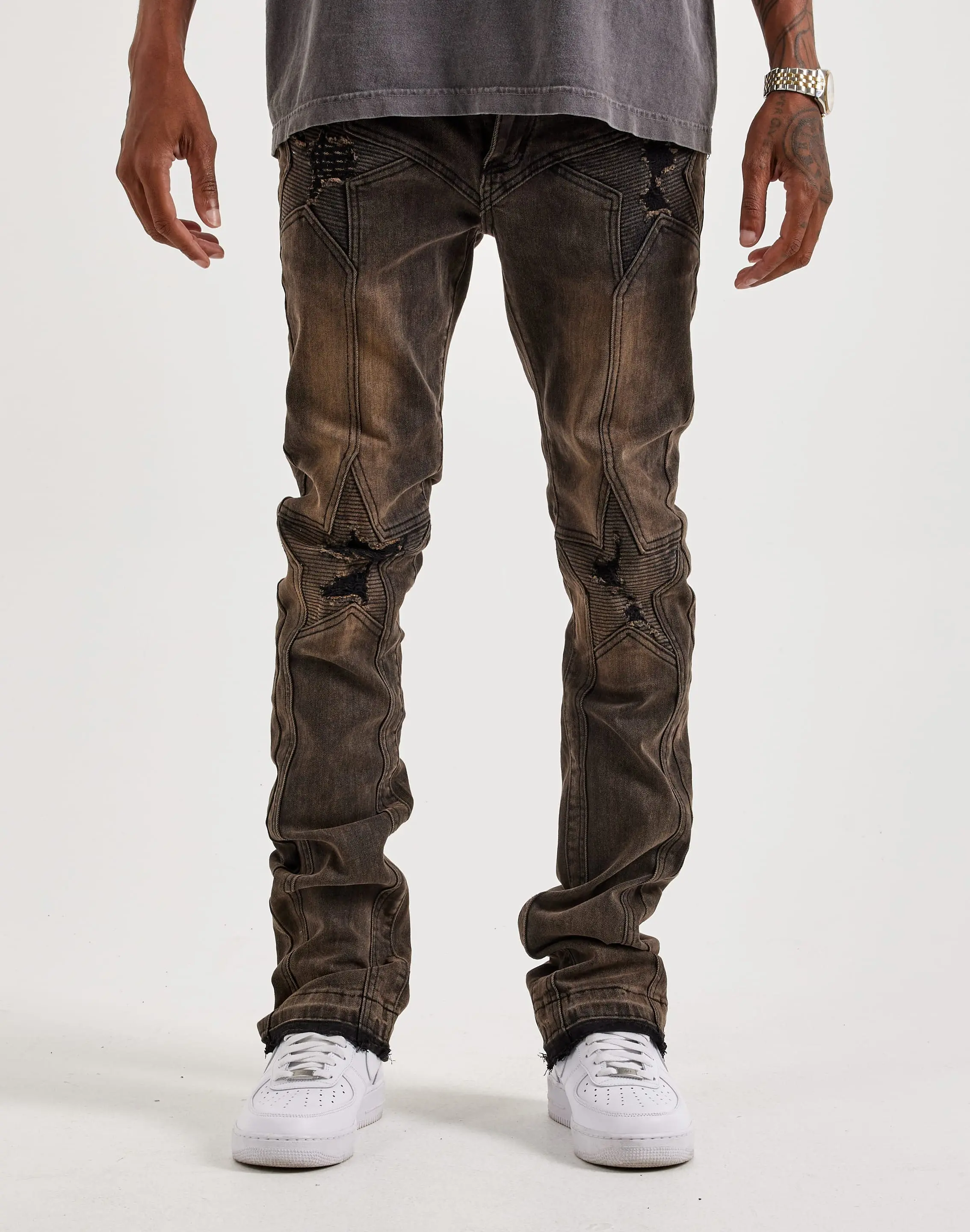 Mens WAIMEA Stacked Moto Star Denim Jeans