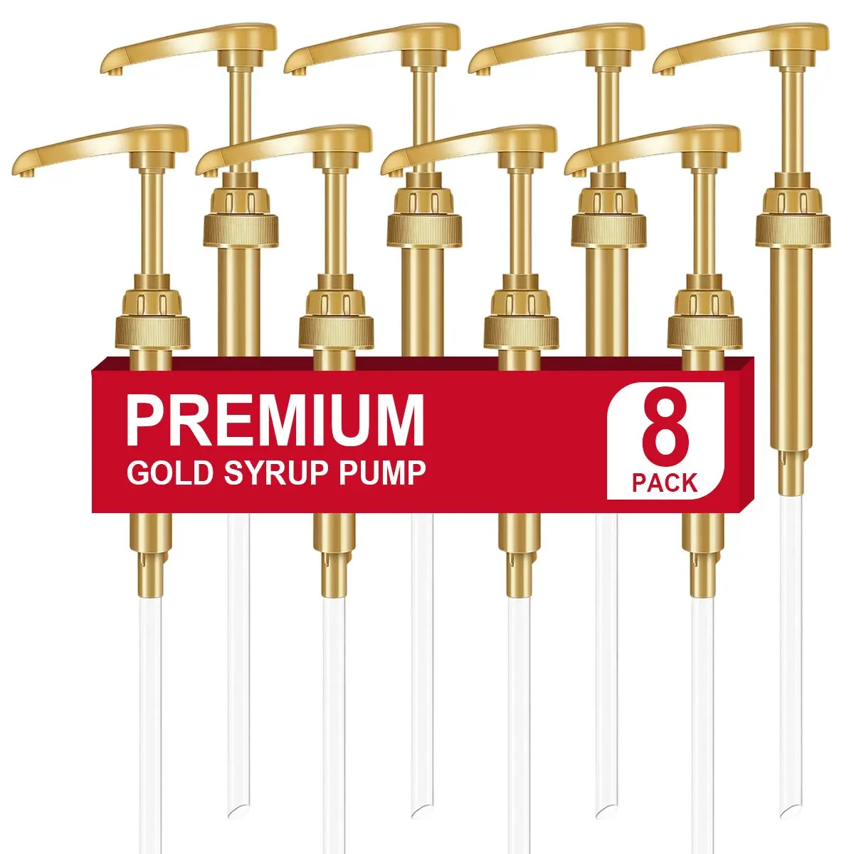8 Pack Coffee Syrup Pump Dispenser Set, Ideal for Coffee Bars & Syrup Storage, Durable Design Fits 38/400 Bottles, Coffee Bar Accessories, Coffee Bar Tools, Coffee Syrup Dispensers, Durable Kitchenware