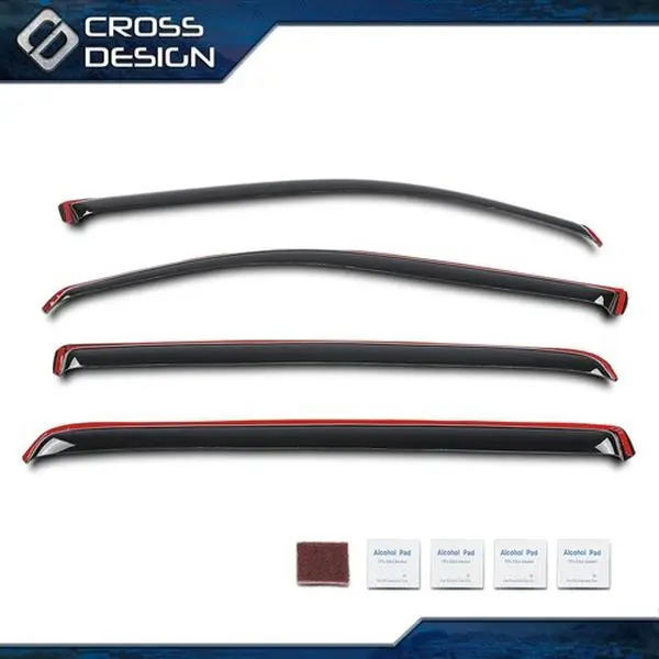 CROSSDESIGN AVS In-Channel Classic Side Window Deflectors & Visors, 4pc 1 Set of Window Visors for 19-25 RAM 1500 Crew Cab Truck, Auto Accessories for Car Sun Protection