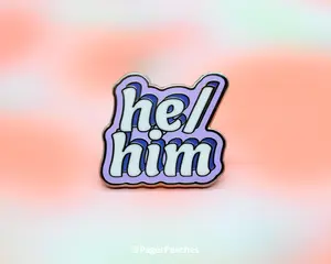 Page's Peaches He/Him Hard Enamel Pronoun Pin