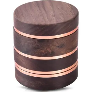 2.5" Manual Spice Grinder Walnut Wood & Aluminum Seasoning Mill for Dry Spices Compact Handheld Kitchen Tool (Wood Color)