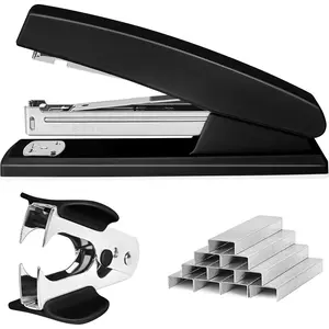 Stapler 25 Sheet Capacity with 1000 Staples and Staple Remover - Staplers for Desk, Non-Slip Office Stapler with Staples for Office, Black