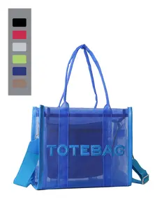 Women's Mesh Tote Bag, Lightweight Fashion Large Capacity Commute Shopping Crossbody Bag, Stylish Shoulder Bag with Embroidered Letters, Fashionable Crossbody Bag