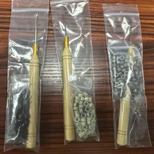 Full Shine 1 Pcs Hair Extension  Crochet Bead Device Wire Tool for Micro Link Rings Beads and Hair or Feather Extensions 1 Pcs Curved Needles Butterfly Weft Tool Kit ( A Random Color )