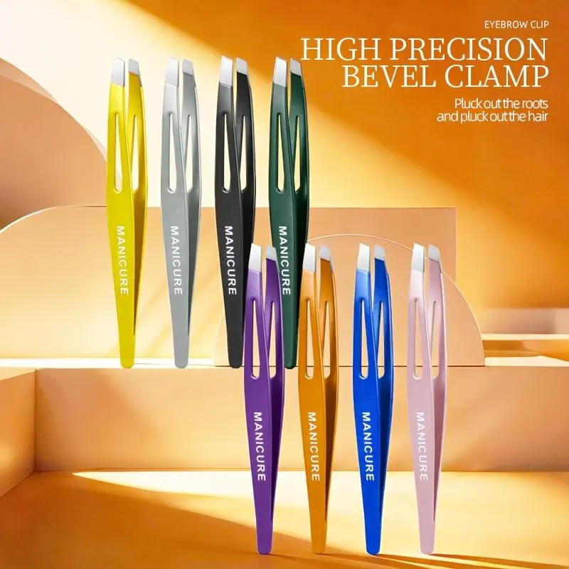 Eyebrow Tweezer Colorful Hair Beauty Fine Hairs Puller Stainless Steel Slanted Eye Brow Clips Removal Makeup Tools