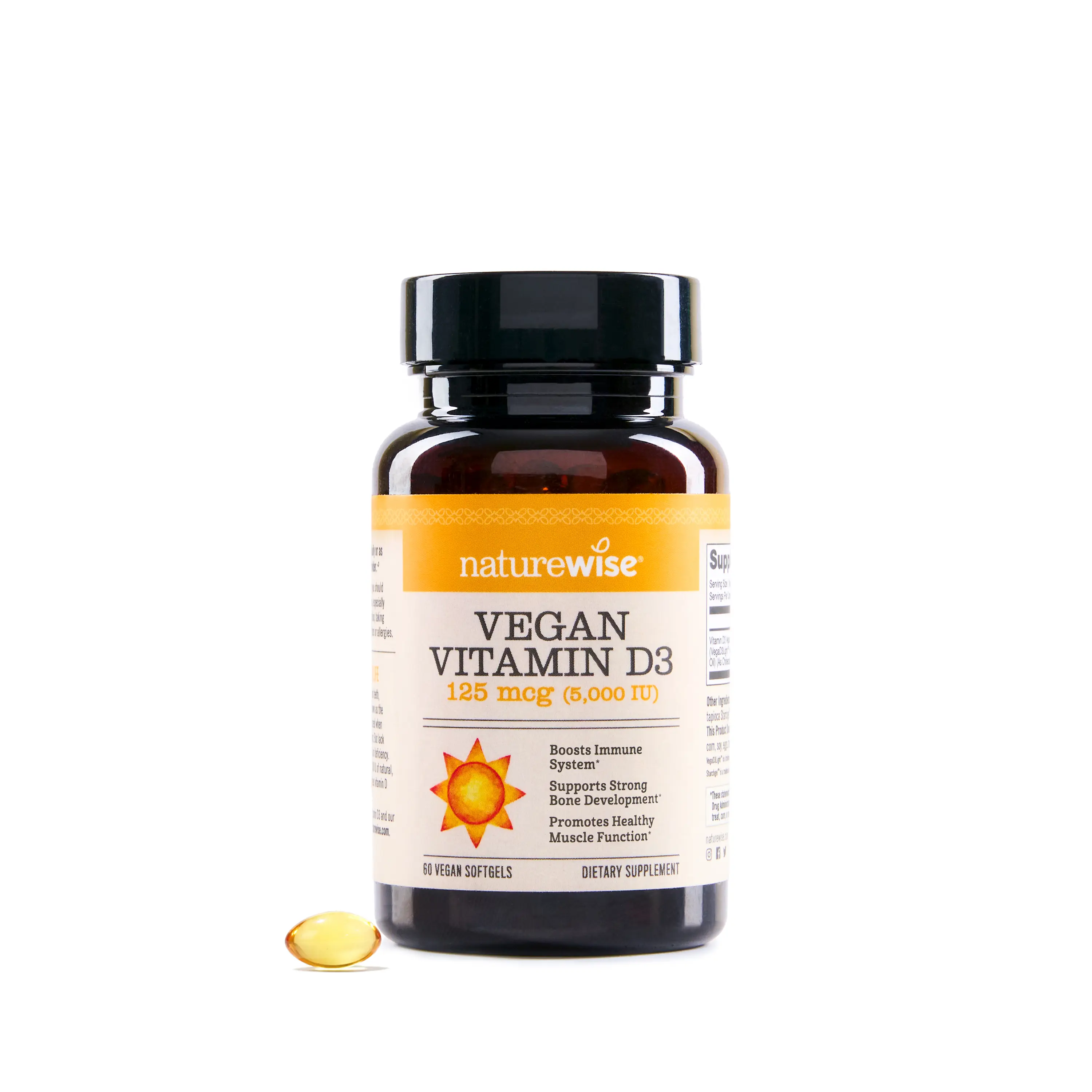 NatureWise Vegan Vitamin D3 5000iu (125 mcg) Organic D3 from Lichen - Supports Immune, Muscle, Bone Health - High Absorption with Organic Cold-Pressed Olive Oil - Non-GMO - Mini Softgels - USA Manufactured