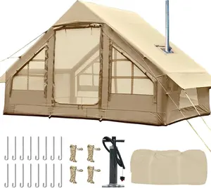Inflatable Camping Tent,2/4/6/8 Person Glamping Inflatable Tents with Awning, Quick Setup Blow Up Tents with Pump, Waterproof Oxford Inflatable House for Camping, Air Glamping Hot Tents for Adult