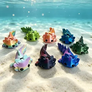 8-Piece Set, 3D Printed Cute Axolotl Models, Jointed, Articulating Figurines, Animal Figurines, Desktop Decor, Garden Aquarium Landscape, Creative Gift for Friends Family