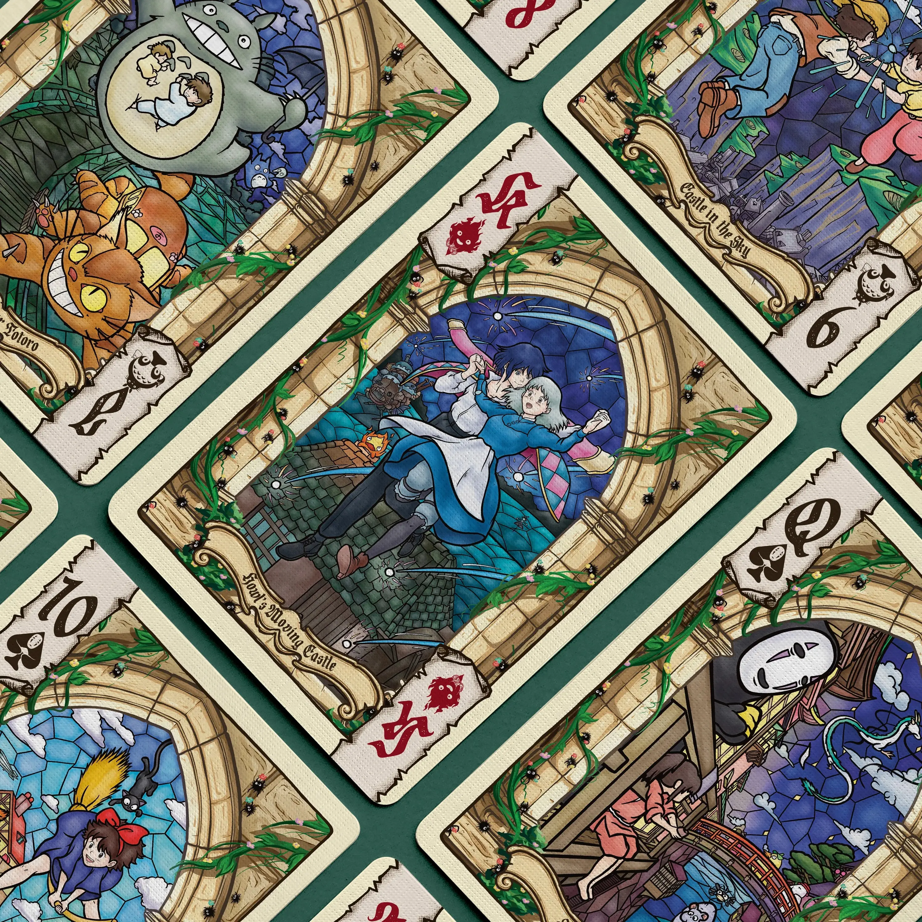 Studio Ghibli Playing Cards Deck, Howl Spirited Away Art, Illustrated Anime Collectible for Fans